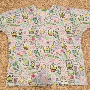 Keroppi by Sanrio pull over short sleeve scrub top